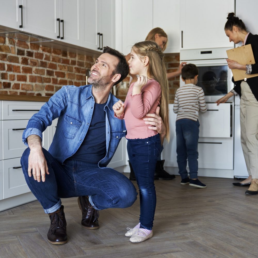 Big family checking their future house